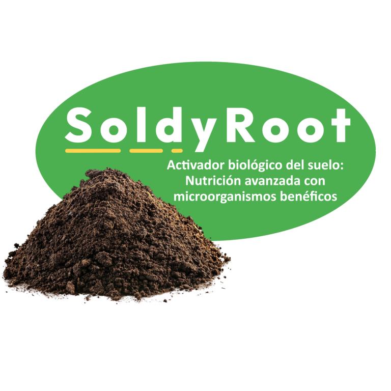 Logo ovalado de SoldyRoot, composta orgánica de alto desempeño.