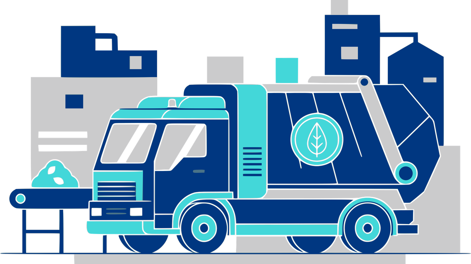 Representación de un camión recolector de residuos orgánicos.